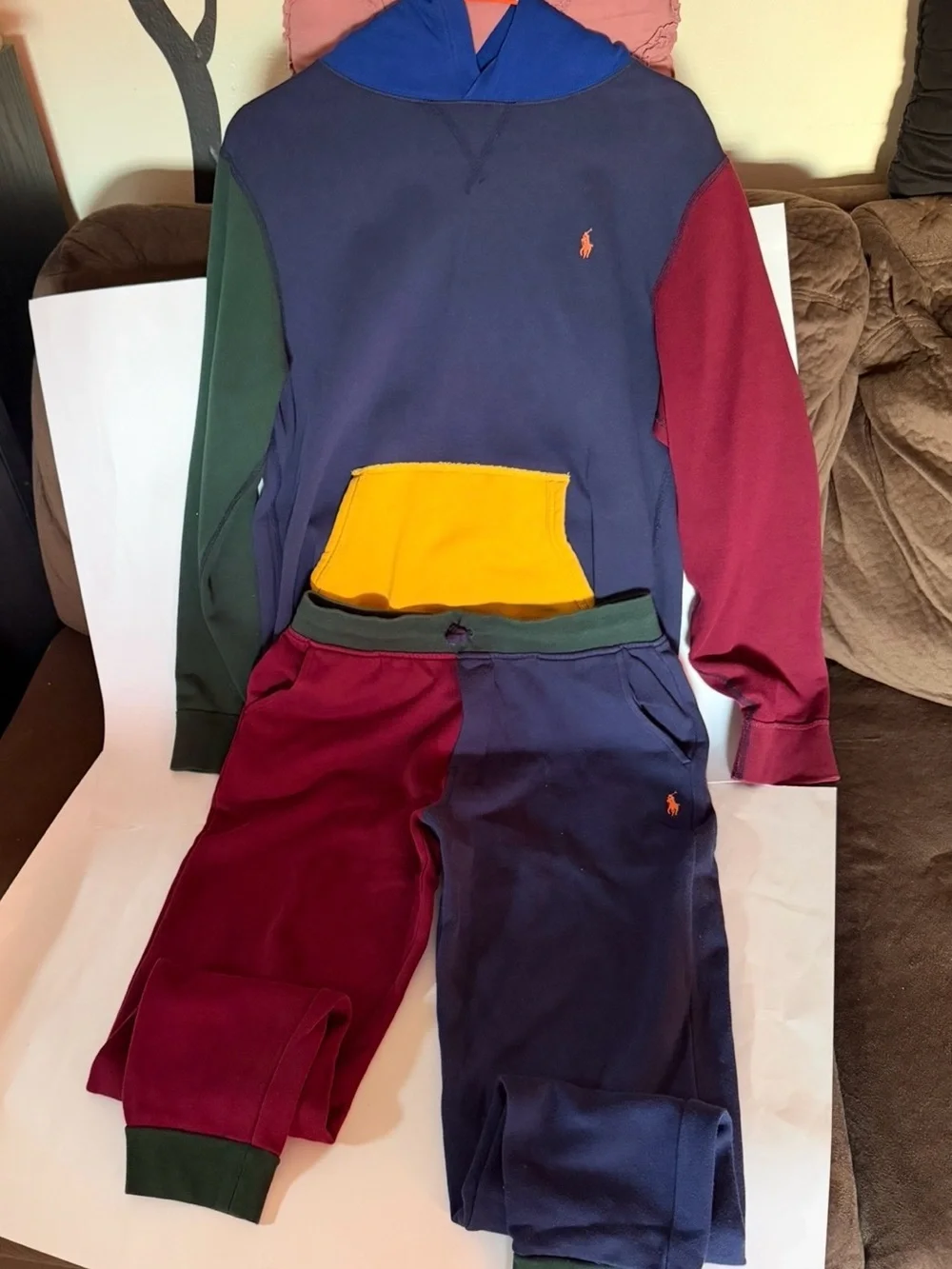 Polo by Ralph Lauren Navy, Burgundy, Green & Yellow Colorblock Kids Hoodie Set